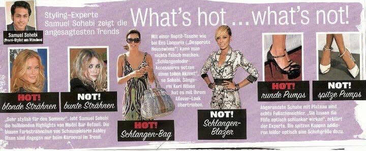 Samuel Sohebi celebrity stylist analyzing fashion trends in Chatter Magazine “What’s Hot… What’s Not!” column, highlighting hair styling, accessories and outfit choices in celebrity fashion