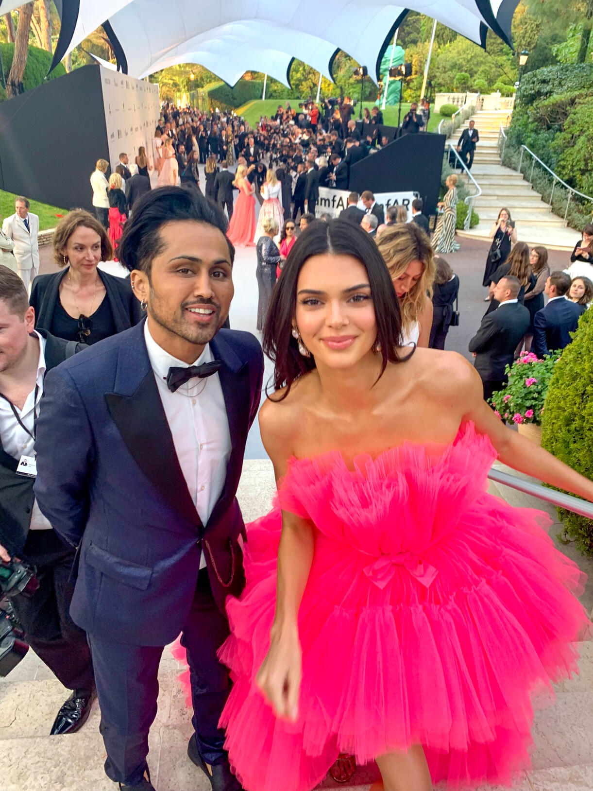 Kendall Jenner wearing Giambattista Valli and H&M, styled by Samuel Sohebi, at the amfAR Cannes Gala 2019 at Hotel du Cap-Eden-Roc in Cap d’Antibes, France.
