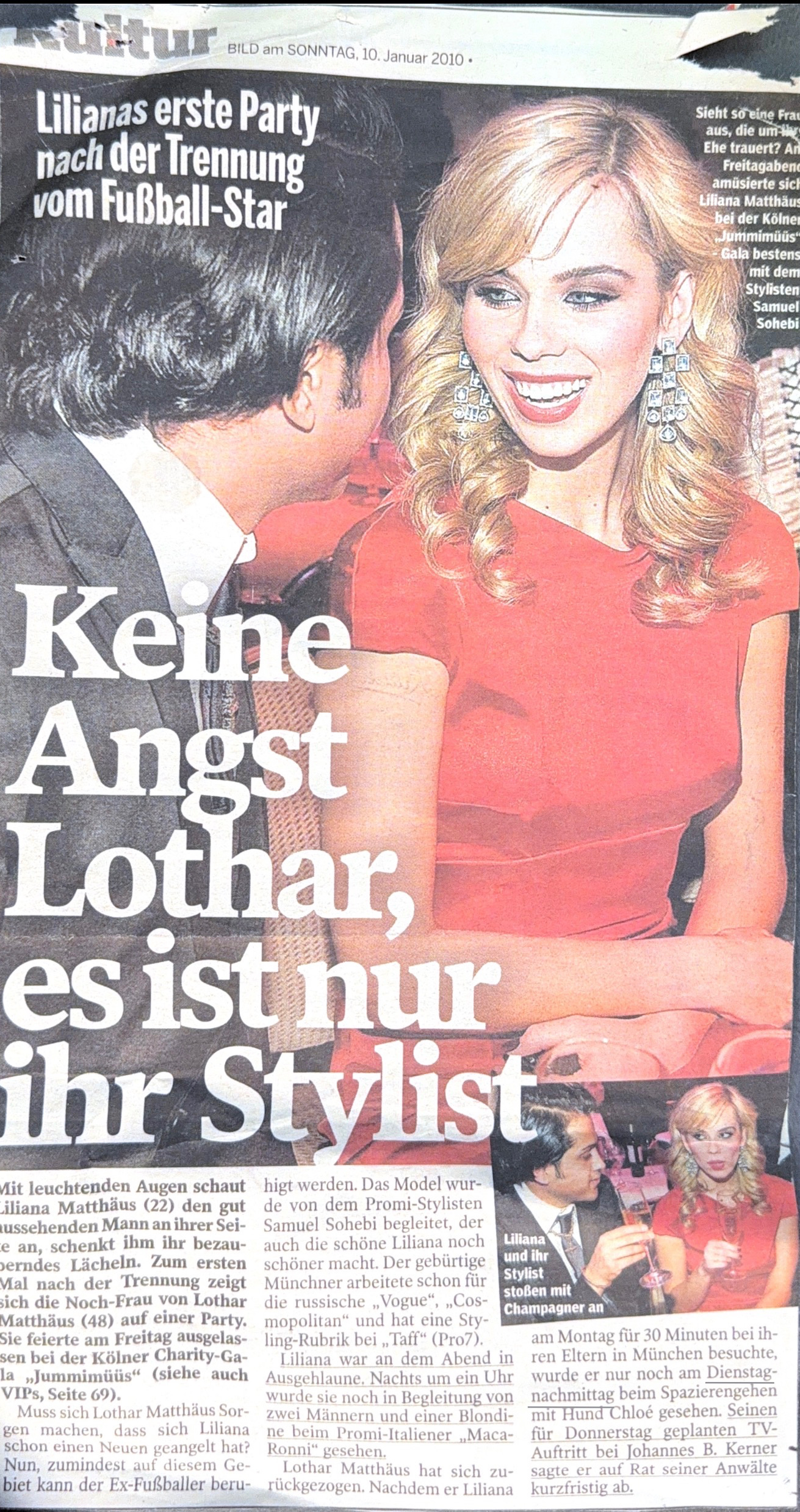 Samuel Schoaib Sohebi im Kontext eines Presseberichts der BILD-Zeitung über seine Tätigkeit als Stylist im Umfeld öffentlicher Auftritte.