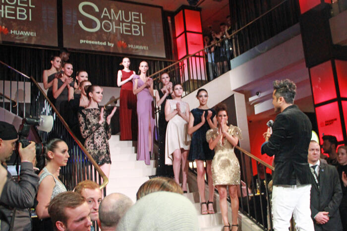 Samuel Sohebi on stage during the “Huawei by Samuel Sohebi” Fashion Show at Berlin Fashion Week 2015 in Berlin, Germany. Samuel Sohebi on stage during the “Huawei by Samuel Sohebi” Fashion Show at Berlin Fashion Week 2015 in Berlin, Germany.
