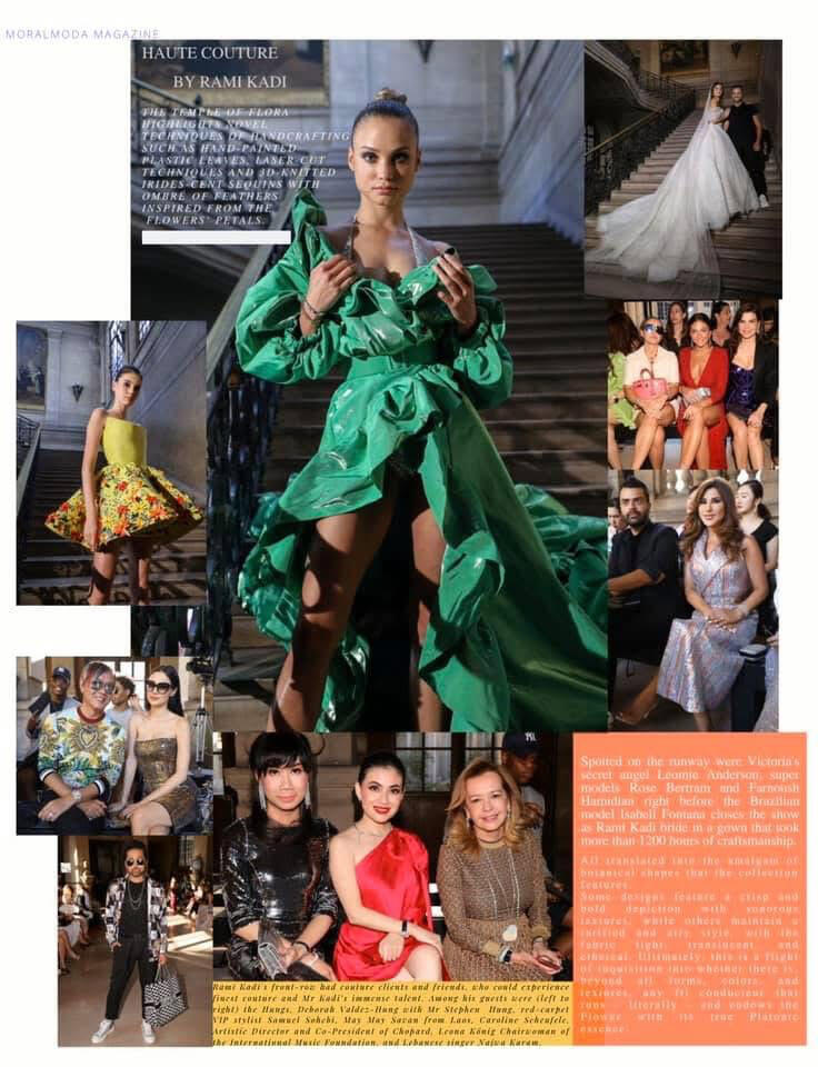 Moralmoda Magazine – Haute Couture Editorial & Fashion Presence Samuel Sohebi im Umfeld internationaler Haute Couture Produktionen, unter anderem im Rahmen der Paris Fashion Week, in Zusammenarbeit mit Designer Rami Kadi sowie im Kontext von Persönlichkeiten wie Najwa Karam, gemeinsam mit Models und internation