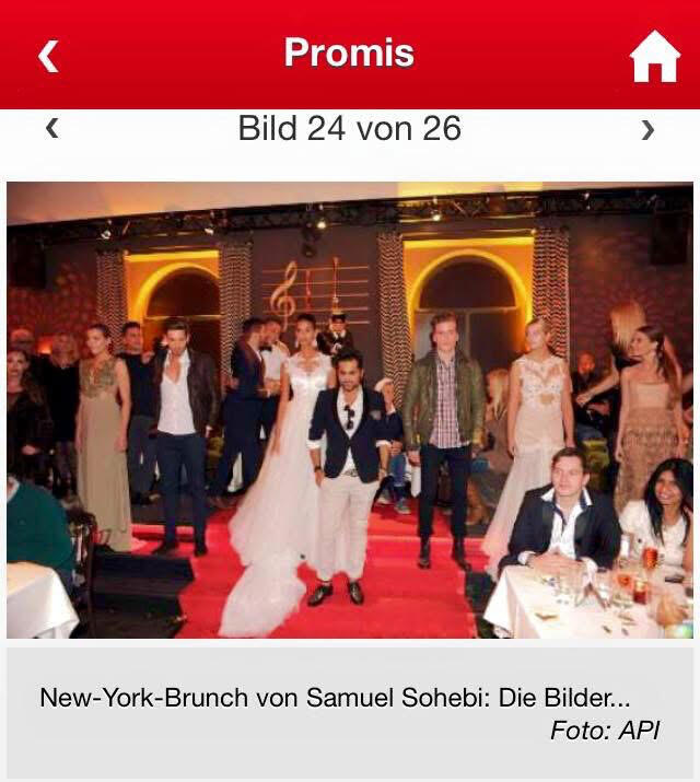 Samuel Sohebi New York Brunch at Filmcasino Munich Samuel Sohebi als Gastgeber eines Fashion-Events in München („New York Brunch“), begleitet von Prominenten wie Sarah Kern, Georgina Fleur, John Munich und Peyman Amin, dokumentiert durch die Abendzeitung München.